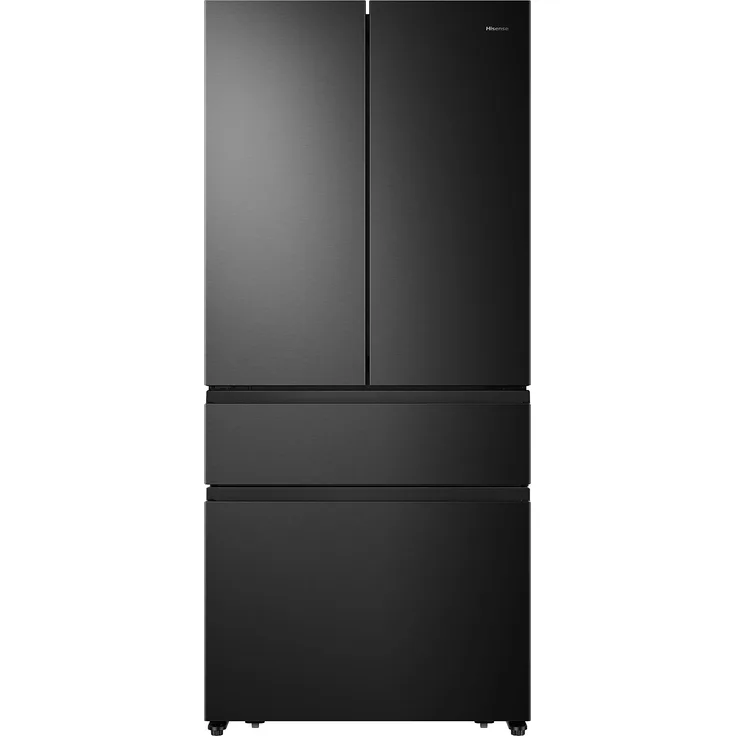 Hisense RF540N4SBF2 French-Door-Kühlschrank, freistehend, schwarz, NoFrost, Festwasseranschluss, LED, Türalarm, Schnellgefrieren, Breite 79.4 cm