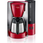Bosch TKA6A684 ComfortLine Filterkaffeemaschine, Aroma+, Thermokanne, abnehmbarer Wassertank (1 L), 1200 W, Edelstahl-rot