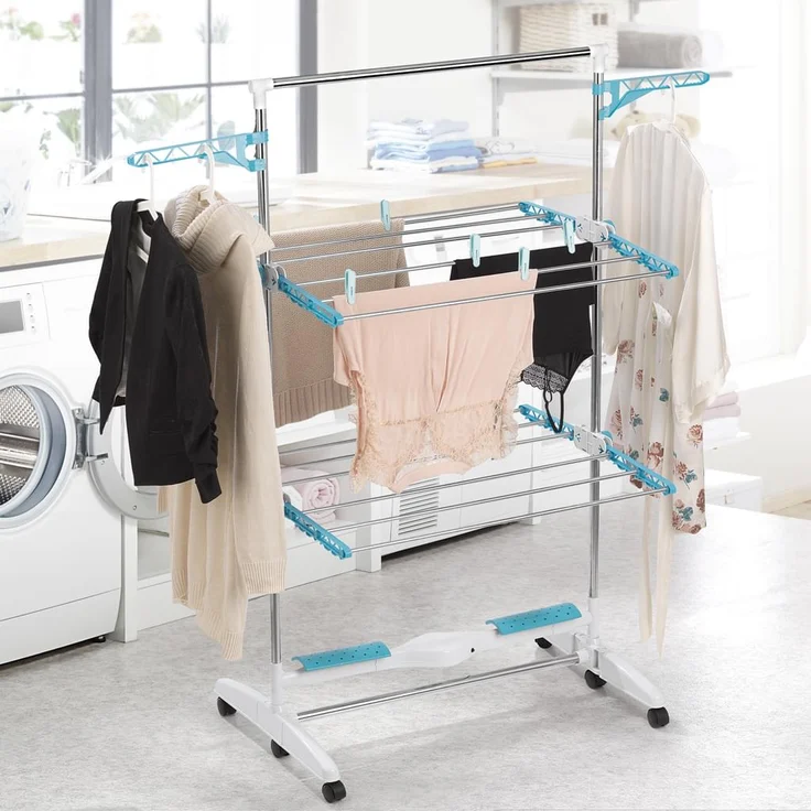 EASYmaxx Wäscheständer elektrisch weiß/türkis – Bild 7