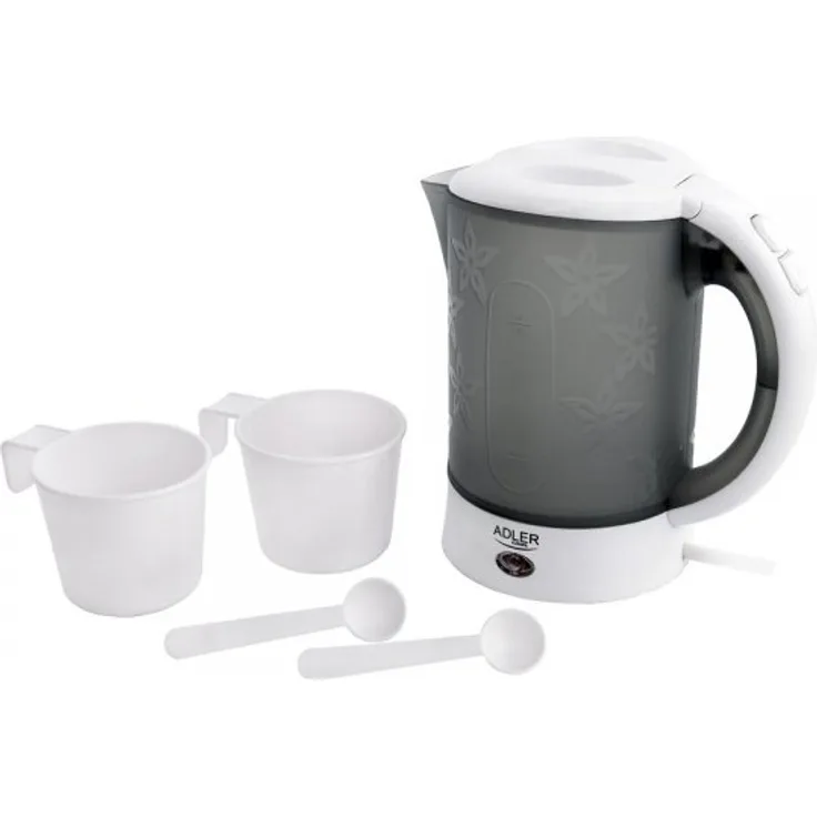 Adler Wasserkocher AD 1268 0,6 L Kunststoff Reisewasserkocher Blümchenmuster 600 W weiß