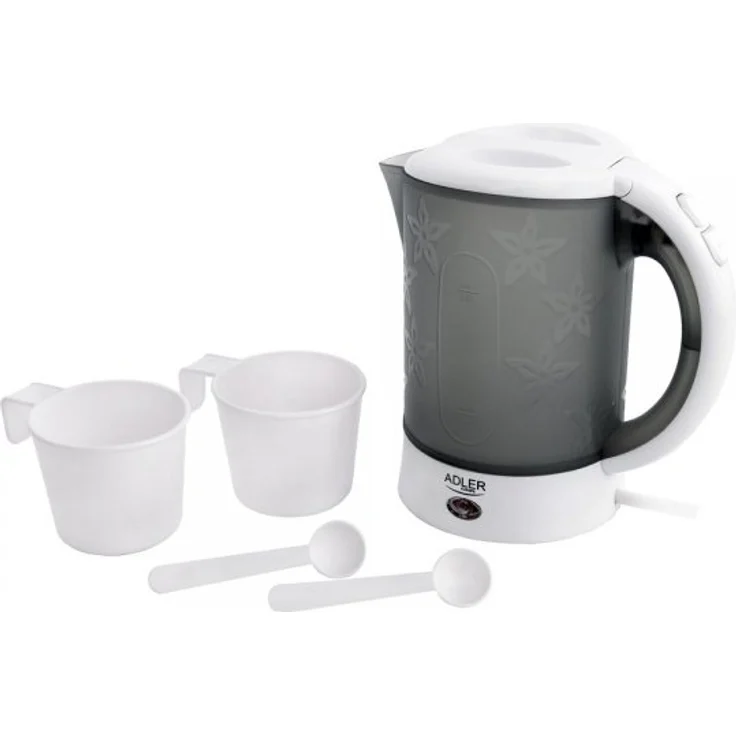 Adler Wasserkocher AD 1268 0,6 L Kunststoff Reisewasserkocher Blümchenmuster 600 W weiß – Bild 1