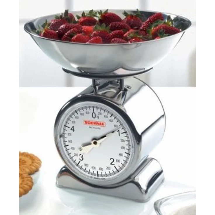 Soehnle Analoge Küchenwaage Silvia aus Edelstahl mit abnehmbarer Wiegeschale, Haushaltswaage mit großer Vollsichtskala, Küchenwaage analog mit 5 kg Tragkraft – Bild 2