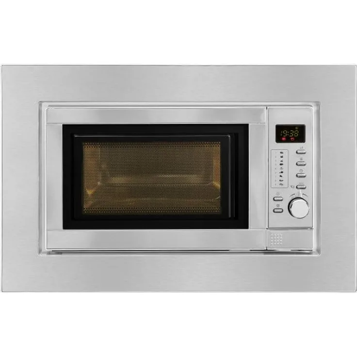 Exquisit EMW 19-7G Mikrowelle mit Grill, Einbaugerät, 20 Liter Garraum, 700 Watt, silber