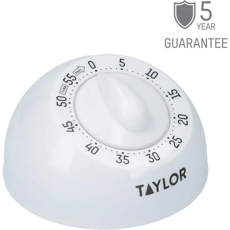 Taylor TYTIM60LR Classic Mechanical Kitchen Timer with Long Ring, Plastic