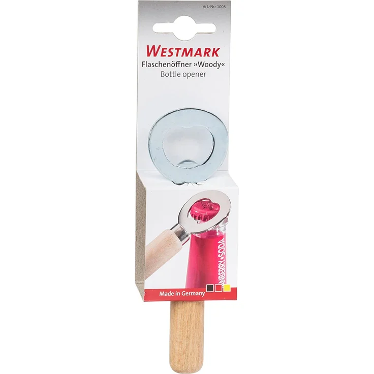 Westmark Flaschenöffner, Kronkorkenöffner, Länge: 14,1 cm, Stahl-Holz, Woody, Braun-Silber, 10082270 – Bild 2