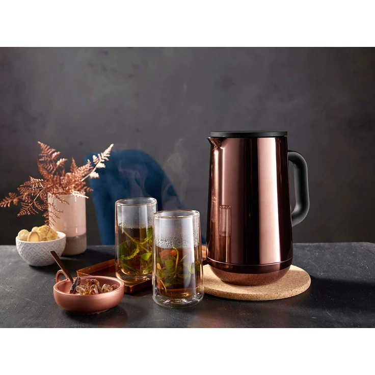 WMF Isolierkanne Thermoskanne Impulse Vintage Kupfer, 1,0 l, für Tee oder Kaffee Druckverschluss hält Getränke 24h kalt und warm – Bild 3
