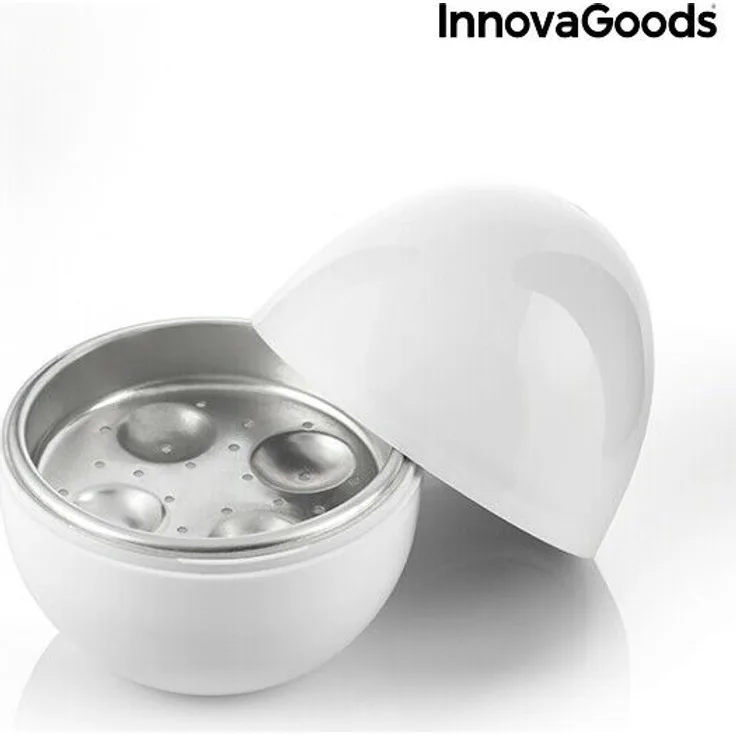 Innovagoods bbb_V0101051 Eierkocher für Mikrowelle mit Rezept Boilegg, Weiß