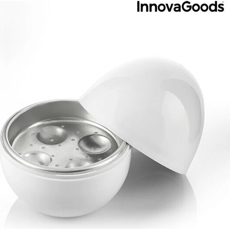 Innovagoods bbb_V0101051 Eierkocher für Mikrowelle mit Rezept Boilegg, Weiß