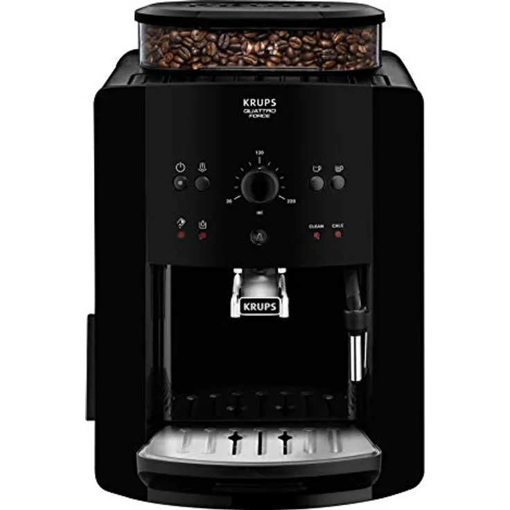 Krups EA8110 Arabica Quattro Force Kaffeevollautomat mit integriertem Mahlwerk (1450 Watt, Wassertankkapazität: 1,8 Liter, Pumpendruck: 15 bar) schwarz