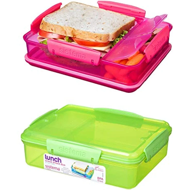 SISTEMA SISTEMA Lunchbox Snack Attack Duo to go 975 ml 19,7x15,8x6cm farbig sortiert – Bild 1