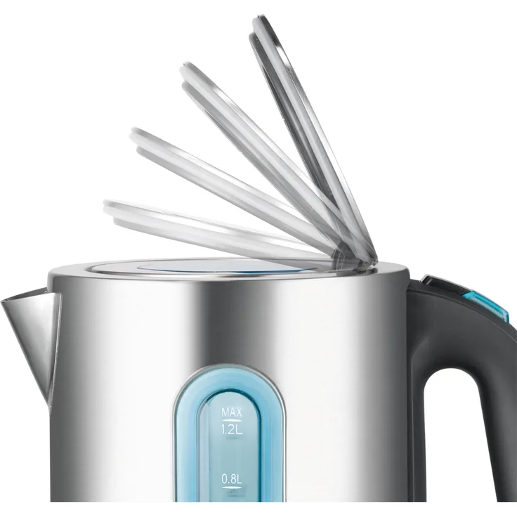 Unold 18606 Blitzkocher Cylinder Small 1.2 Liter-Große Behälteröffnung-beidseitige Wasserstandsanzeige-abgedecktes Heizelement-Kalkfilter-edelstahl