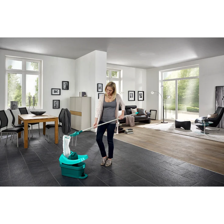 Leifheit Wischtuchpresse Profi XL mit Rollen und Tragegriff, mit Fußbedienung für rückenschonendes Putzen ohne Bücken und saubere Hände, 8 Liter Eimer mit Pressaufsatz, 39 x 29 x 51 cm – Bild 15