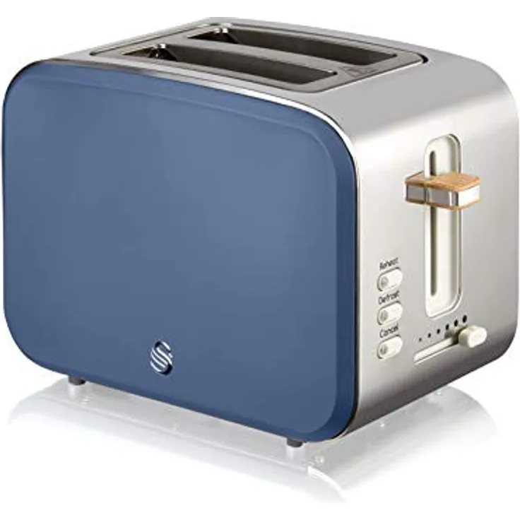 Swan Nordic 2-Schlitz-Toaster für 2 Scheiben, 900W, 6 Bräunungsstufen, 3 Funktionen, blau