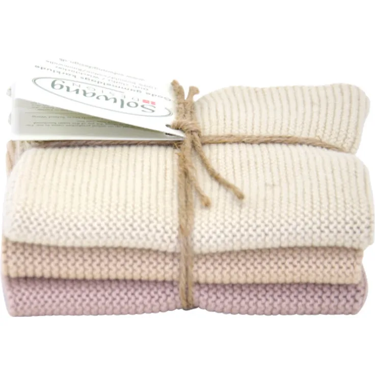 Öko Wischtücher aus Bio Baumwolle, 25 x 25 cm, Farbe Sandton, 3er Set, von Solwang Design