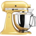 KitchenAid Artisan 5KSM175PSEMY Küchenmaschine mit Direktantrieb, 300W, 4,8 L Edelstahlschüssel, inkl. 3 L polierte Schüssel, Spritzschutz, 10 Geschwindigkeiten, pastell gelb, Serie: 5KSM175PS
