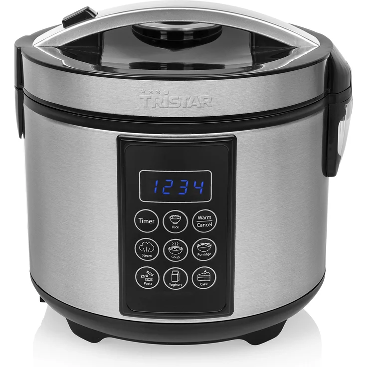Tristar RK-6132 Digitaler Edelstahl Reis- und Multikocher, 1,5 Liter Kapazität, 500 Watt Leistung, Warmhaltefunktion bis 24 h, 7 verschiedene Kochprogramme, Zubehör – Bild 1