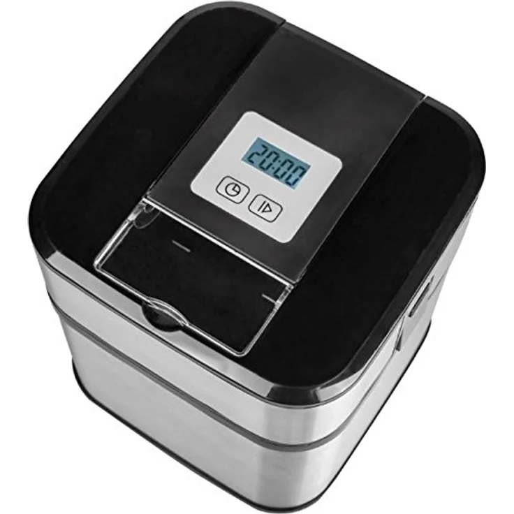 Gino Gelati GG-12W Digitale Edelstahl Eismaschine, Frozen Yogurt Maschine, 1,5 Liter, LCD-Display, inkl. Messbecher, silber, schwarz – Bild 5