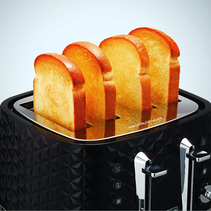 Morphy Richards 248131EER 4-Schlitz, 7 Bräunungsstufen, Auftau, Aufwärm, Abbruch-Funktion, dreidimensionale Oberfläche, Schwarz - Toaster 4 Scheiben P – Bild 5