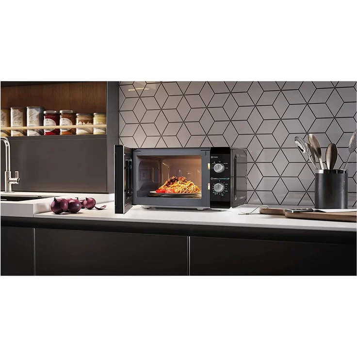 Sharp YC-MS01E-B Mikrowelle, Standgerät, 20 Liter Garraum, 800 Watt, schwarz, Auftaufunktion, Glas-Drehteller – Bild 4