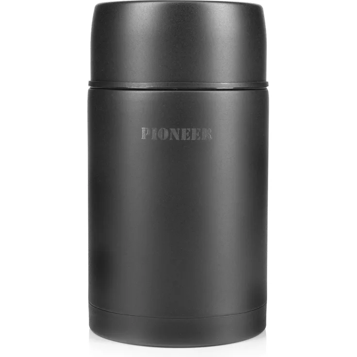 Pioneer Thermo-Speisegefäß 1,0 L Edelstahl Doppelwandig Vakuum-Isolierbehälter 8 Stunden Heiß 24 Stunden Kühl BPA-Frei - Mattschwarz
