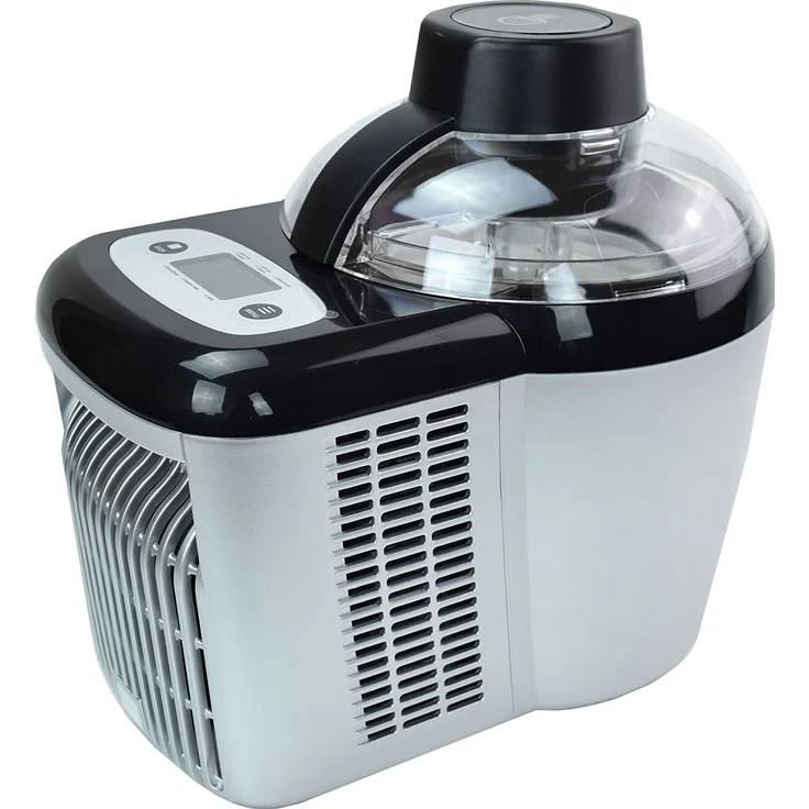 GinoGelati GG-90W Eis Chef Speiseeismaschine mit Kompressor, 90 Watt, 0,7 Liter, für Speiseeis, Sorbets, Frozen Joghurt, Softeis, silber, schwarz – Bild 2