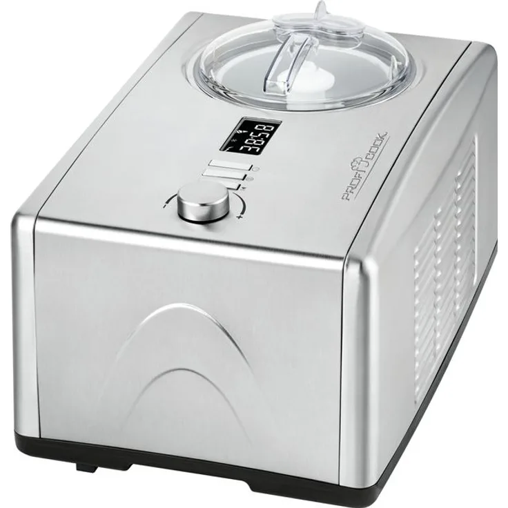 ProfiCook PC-ICM 1091 N 2in1 Eiscreme- und Joghurt-Maker mit Kompressor, 150W, LCD-Display, Timer, Edelstahl, silber