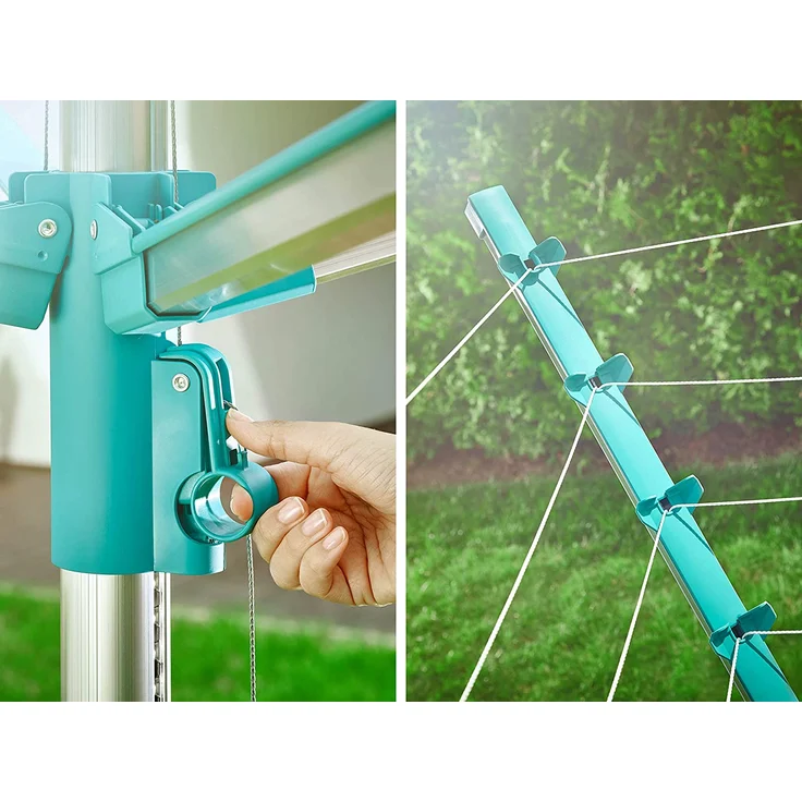Leifheit Linomatic 500 Easy Wäschespinne, inkl. Bodenhülse, autom. Leineneinzug, Easy-Lift-System, 50 m Leinenlänge, für 5 Waschladungen – Bild 9