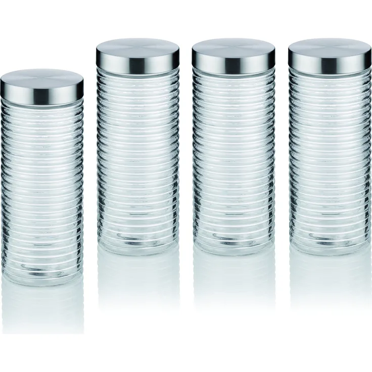 KECKU 390178 Diana 4 x 11953 Vorratsdosen Set Diana 11953 4 x 2, 0L, Glas, Transparent, 47 x 12 x 28 cm