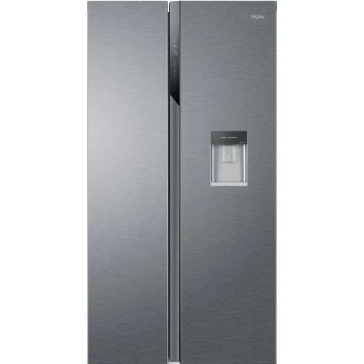 Haier HSR3918EWPG Side-by-Side-Kühlschrank, freistehend, silber, NoFrost, Wasserspender, Wassertank, Schnellgefrieren, Breite 90.8 cm