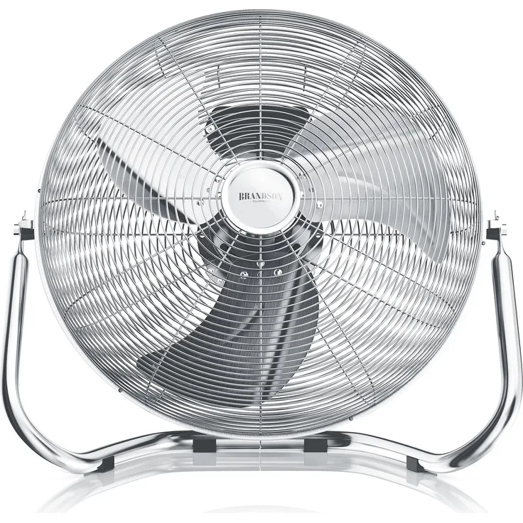Brandson Windmaschine Retro Stil 120 Watt - Ventilator in Chrom - Standventilator 50cm - Bodenventilator - hoher Luftdurchsatz - stufenlos neigbarer Ventilatorkopf - Silber