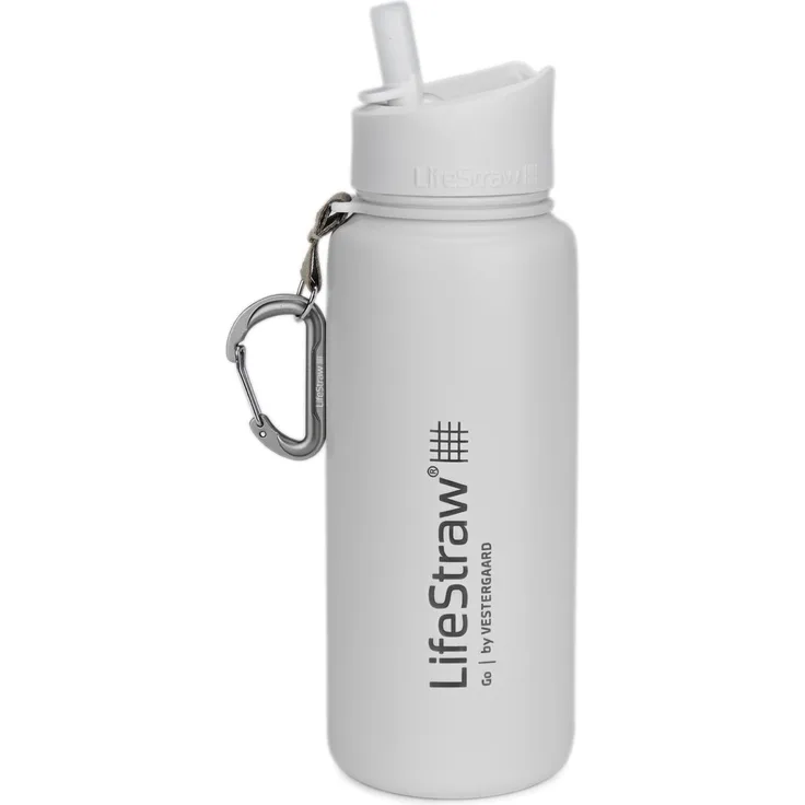 LifeStraw Go Stainless Steel Edelstahlflasche isoliert mit Filter in weiß Weiß