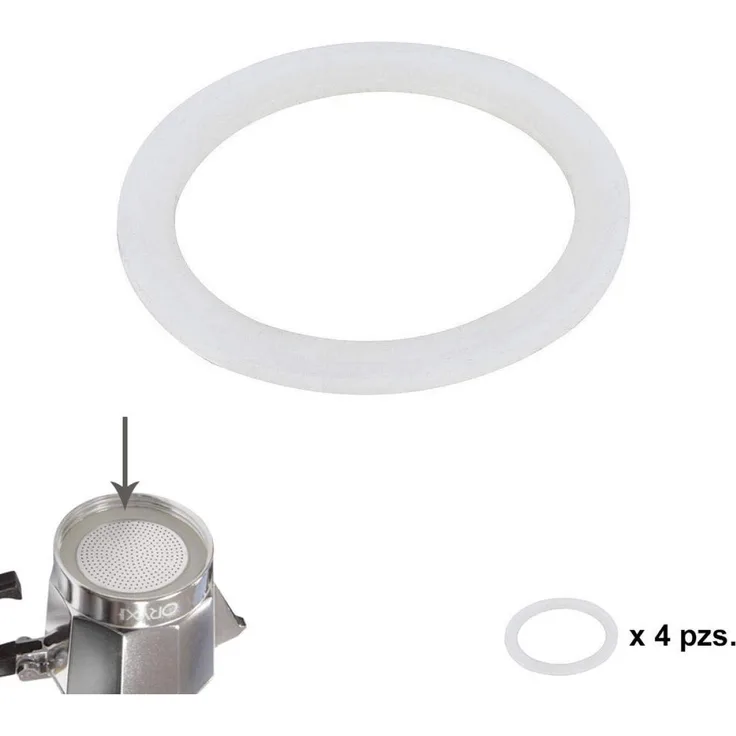 ORYX Dichtung Induktion 12 Tassen Kaffeemaschine, Silikon, Weiß, 9 x 9 x 3 cm, 4 Stück
