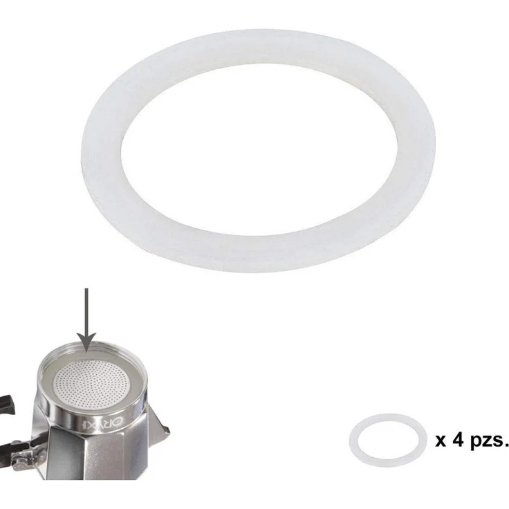 ORYX Dichtung Induktion 12 Tassen Kaffeemaschine, Silikon, Weiß, 9 x 9 x 3 cm, 4 Stück – Bild 1