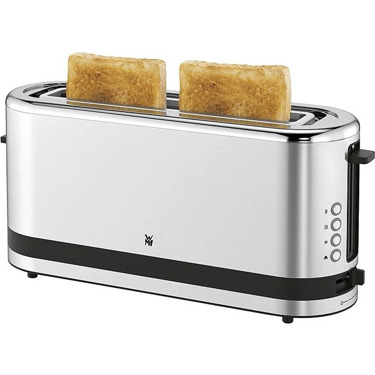 WMF Küchenminis Langschlitz-Toaster (900 W, integrierter Brötchenwärmer, 2 XXL Brotscheiben, Auftau-Funktion) cromargan matt-silber – Bild 2