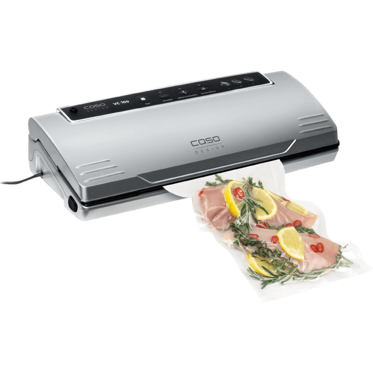 Caso VC100 Vakuumierer - Vakuumiergerät, Lebensmittel bleiben bis zu 8x länger frisch - natürliche Aufbewahrung ohne Konservierungsstoffe, 120W, doppelte 30cm lange Schweißnaht, Temperaturüberwachung, Kunststoff, silber – Bild 4