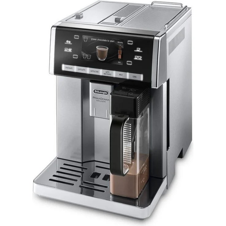 De'Longhi PrimaDonna ESAM 6900.M Kaffeevollautomat mit Milchsystem und integriertem Mahlwerk, Cappuccino und Espresso auf Knopfdruck, 4,6 Zoll TFT Farbdisplay, Trinkschokoladenfunktion, Edelstahlgehäuse, silber – Bild 2