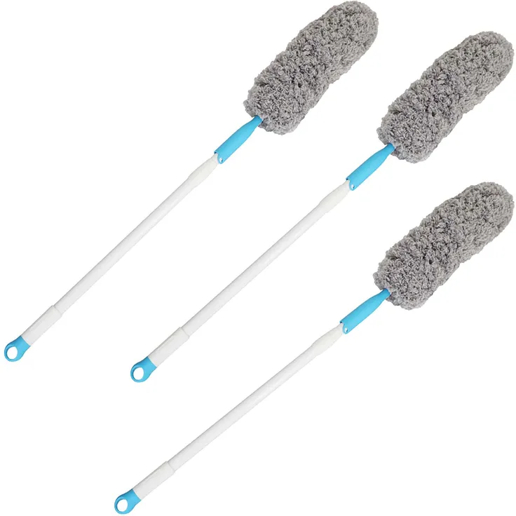 3x Staubwedel ausziehbar 100 - 136 cm Mikrofaser Staubwischer und Staubmagnet mit Teleskopstiel