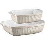 Mäser 931137 Serie Kitchen Time, Auflaufformen rechteckig im 2er Set, eckige Ofenformen, ideal auch für Lasagne, kratz- und schnittfest, Keramik, 33 x 24 x 8 cm - 25,5 x 16 x 7 cm, Grau