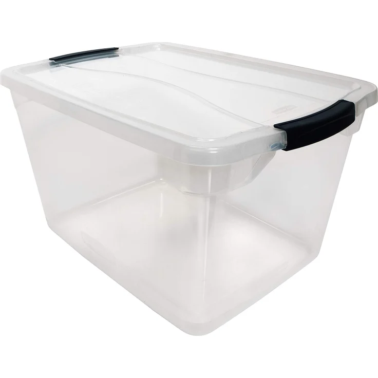 RUBBERMAID Cleverstore Aufbewahrungsbehälter, stapelbar, groß, mit robusten, transparenten Deckeln 30 Quart - 6 Pack farblos – Bild 1