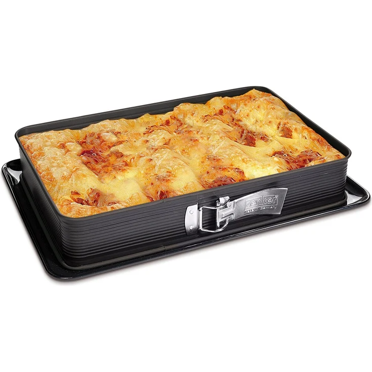 Zenker Rechteck-Springform DELUXE, eckige Premium-Backform mit liertem Boden und Auslaufschutz, Kuchenform mit Antihaftbeschichtung (Farbe: Schwarz metallic), Menge: 1 Stück – Bild 3