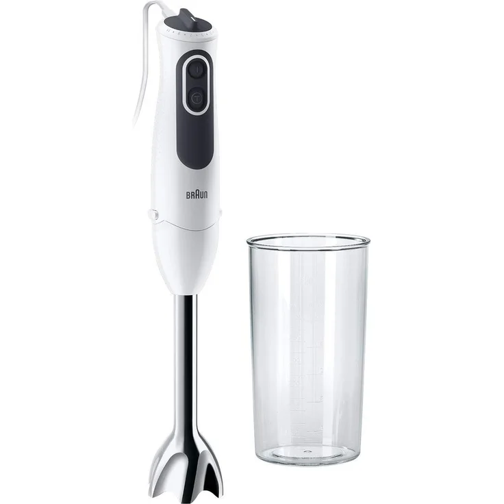Braun MultiQuick 3 MQ 3100 Stabmixer, 750 W, 1 l Geschwindigkeiten und ein Turbo, POWERBell Plus, SPLASHControl, EasyClick, Kunststoff, weiß-grau – Bild 1