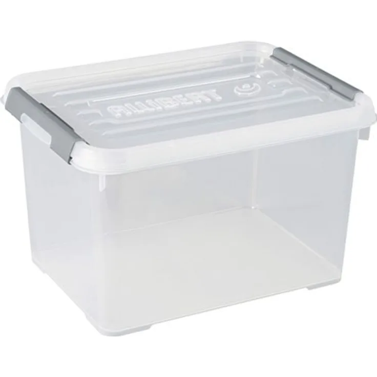 Allibert praktischer Plus Aufbewahrungsbox mit Deckel, transparent silber, 49 x40 x 25cm, 35 Liter