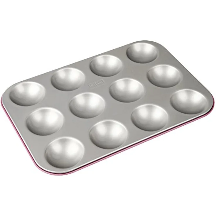 Zenker creative studio Mini-Amerikaner-Backblech, Backform für 12 Florentiner, Miniamerikanerform mit Antihaftbeschichtung, Backform für kleine Amerikaner: Ø 7 x 2 cm,Farbe: rosa,silber,Menge: 1 Stück