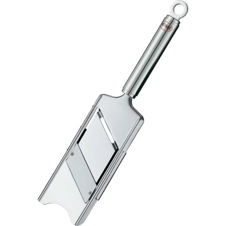 RÖSLE Gourmethobel, Hochwertiger Hobel für Trüffel, feine Pilze, Parmesan oder Radieschen, hauchdünne Scheiben, stufenlos verstellbar, Edelstahl 18-10, Rundgriff mit Aufhängeöse, inkl. Restehalter – Bild 1