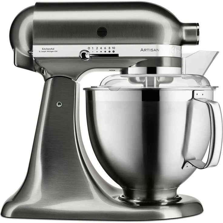 KitchenAid 5KSM185PSENK Küchenmaschine mit Direktantrieb, 300W, 4,8L Edelstahlschüssel, gebürstetes Metall, Serie: 5KSM185PS
