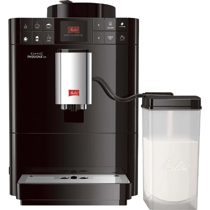 Melitta Caffeo Passione OT F531-102, Kaffeevollautomat mit Milchsystem und integriertem Mahlwerk, One Touch Funktion, Schwarz – Bild 1