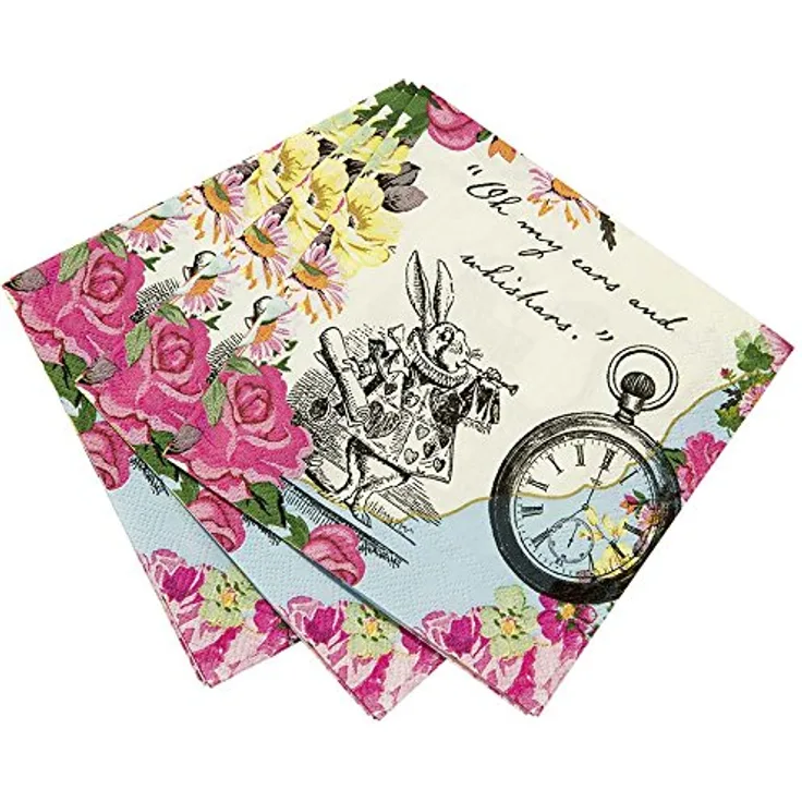 Talking Tables TSALICE-CNAPKIN Truly Alice Dainty Party Servietten, Packung mit 20, Pappe, mehrfarben