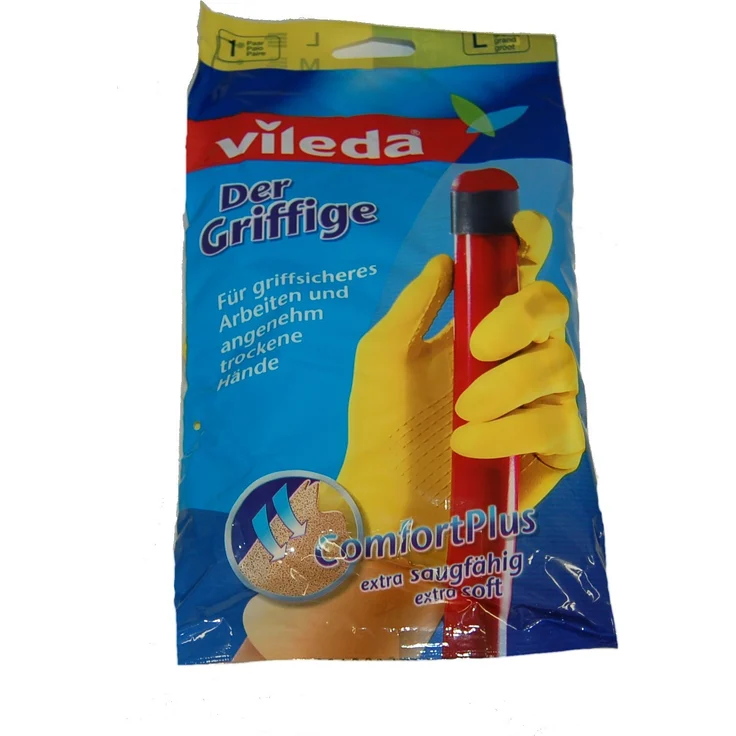 Vileda Der Griffige Haushaltshandschuh für griffischeres Arbeiten, Größe L, 4er Pack