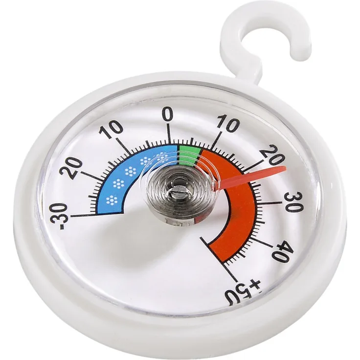 Xavax Analoges Thermometer (zum Aufhängen im Kühlschrank, Gefrierschrank, Tiefkühltruhe, Weinkühlschrank, Minibar, min. -30 Grad, Max. +50 Grad, rund) weiß