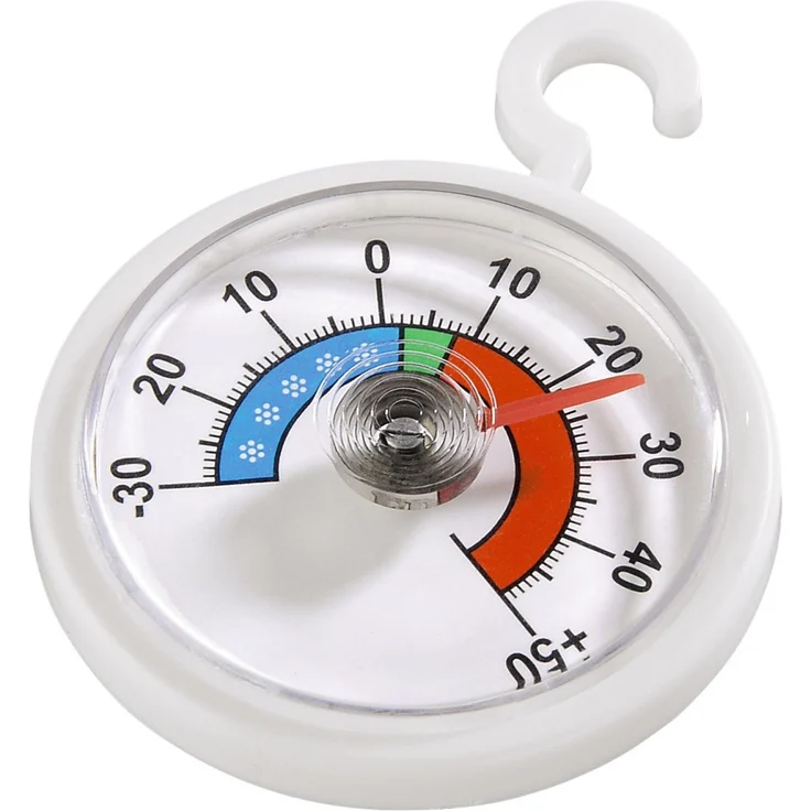 Xavax Analoges Thermometer (zum Aufhängen im Kühlschrank, Gefrierschrank, Tiefkühltruhe, Weinkühlschrank, Minibar, min. -30 Grad, Max. +50 Grad, rund) weiß – Bild 1